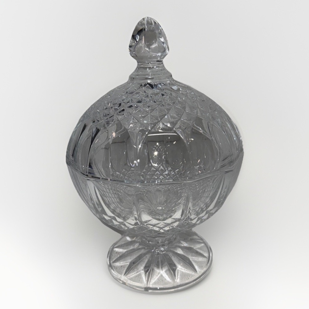 Clear Lead Crystal 24% DE Cristal D'arques France Garanti  Candy Dish & Lid 7"